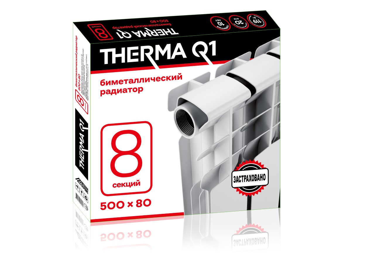 Радиатор алюминиевый THERMA Q1 500/80 10 секций 1250 Вт