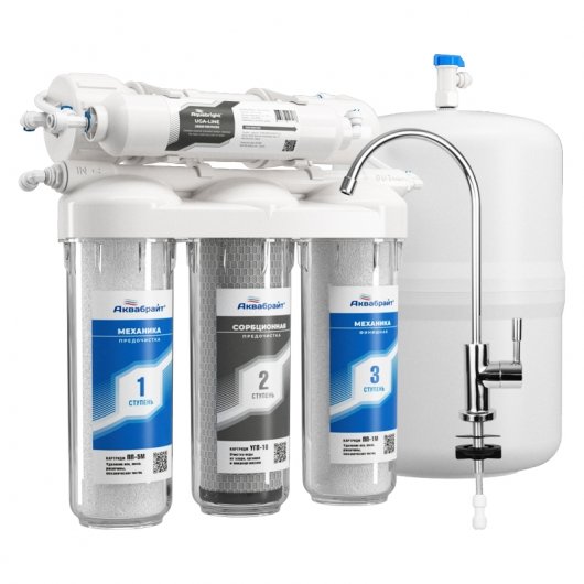 АБФ-ОСМО-5 ПРОМО  Система очистки воды ОБРАТНОГО ОСМОСА под кухонную мойку с отдельным краном. 5 сту