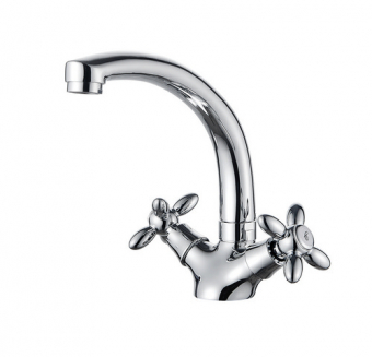 смеситель кухня LEDEME литой излив, большой корпус крест керамика L4427