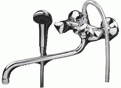 смеситель ванна Expromt пласт. ручка Trio/Трио 3/8" керамика, перекл.душа картридж Ex211.1-02 латунь