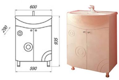 тумба Соло 60 (Уют 60) напольная, белая без умывальника