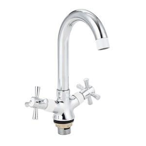 2543  VIKO кухня крест, цинк,  низкий R-излив (вставки белые)