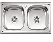 мойка нерж.накл. LEDEME 800*500*180 (0, 8мм) выпуск 3 1/2" ДВОЙНАЯ ГЛЯНЦЕВАЯ L98050B