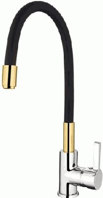 смеситель кухня LEDEME гибкий шланг чёрный/золото L4898-10
