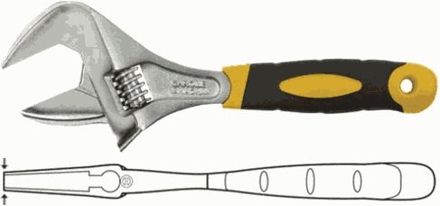 Ключ разводной "Гранд" (CrV, узкие губки, увеличен. захват, прорезин. ручка) 250мм (52мм) (70193)