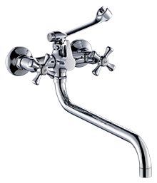 1225  VIKO ванна крест, цинк,  (шар/перекл) 3-jet, с огр. круглый излив LUX-35см