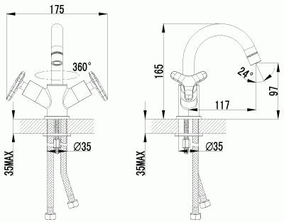 смеситель умывальник LEMARK Plus Spirit поворотный излив LM1907С