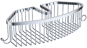 5250  Полка настенная прямая  KAISER 350х150х90 с 2-мя крючками Chrome (нерж. сталь)