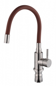 4458  VIKO кухня боковой с коричневым гибким изливом Ø35 с гайкой (нерж. сталь), Silver