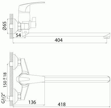 смеситель ванна ROSSINKA картридж д.40мм, с плоским изливом 350мм,  D40-32