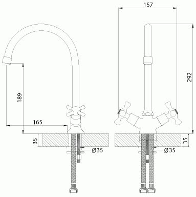 смеситель кухня ROSSINKA с высоким поворотным изливом 260мм, керамика, H02-72