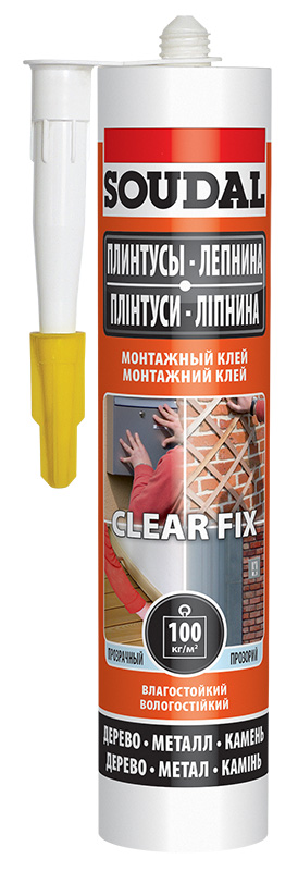 клей монтажный CLEAR FIX каучуковый прозрачный  Soudal  12*280мл 
