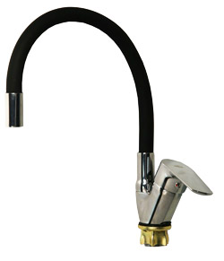 4128  VIKO кухня боковой с черным гибким изливом Ø35, цинк, с гайкой 