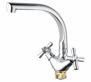 1433  VIKO кухня крест, цинк, литой высокий излив с гайкой, 24 шлица Chrome