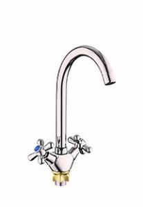 1773  VIKO кухня крест, цинк, с гибким изливом, с гайкой 