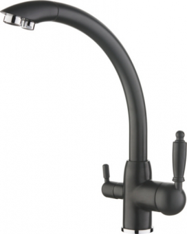 смеситель кухня LEDEME картридж д.35мм, с выходом питьевой воды, чёрный-матовый L4455F-3