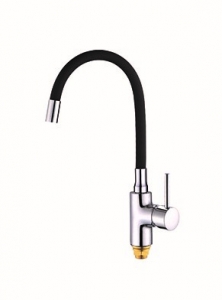 4428  VIKO кухня боковой с черным гибким изливом Ø35 с гайкой (нерж. сталь), Silver