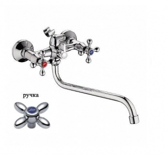 смеситель ванна LEDEME крест, поворотный переключатель на душ, керамика L2327