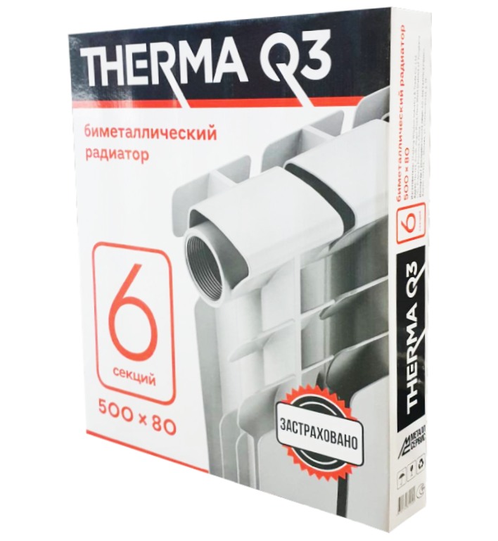 Радиатор биметаллический THERMA Q2 350/80 6 секций 588 Вт