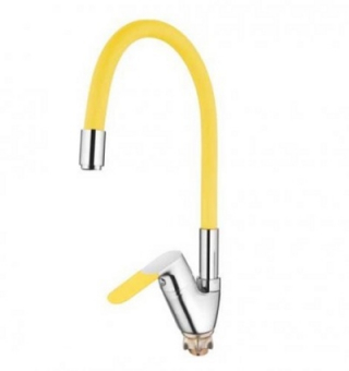 смеситель кухня LEDEME картридж д.35мм, гибкий шланг, боковой, жёлтый, L4153-4