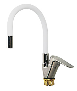 4148  VIKO кухня боковой с белым гибким изливом Ø35, цинк, с гайкой 