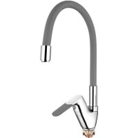 смеситель кухня LEDEME картридж д.35мм, гибкий шланг, боковой, серый, L4153-9