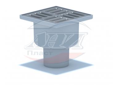 TQ5202 Трап АНИ ф50 верт. вып., н/р. решетка нерж/сталь 10 х10, сухой