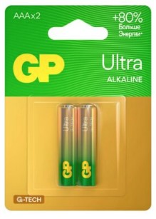 Алкалиновые батарейки GP Ultra Alkaline G-Tech 24А AАA - 2 шт. на блистере