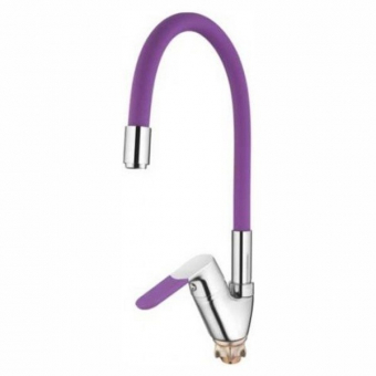 смеситель кухня LEDEME картридж д.35мм, гибкий шланг, боковой, фиолетовый, L4153-8
