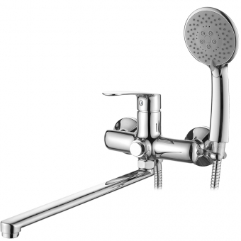 смеситель ванна LEDEME длинный поворотный излив 40см., дивертор-кнопка L2372