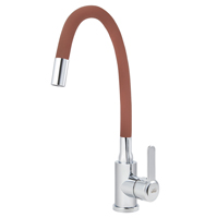 4439 VIKO кухня боковой с коричневым гибким изливом ф40, нерж. сталь, с гайкой, Chrome