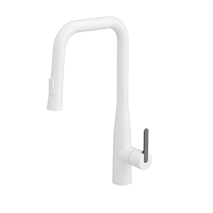 22144-24  KAISER Claro Кухня с вытяжной лейкой Ø35, латунь, White matt/Gun metal