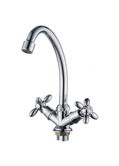 смеситель кухня LEDEME крест гайка керамика (цинк) L4927