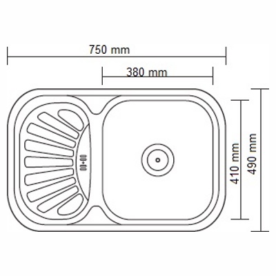 мойка нерж.врез. LEDEME 750*490*180 (0, 8мм) выпуск 3 1/2" правая чаша ГЛЯНЦЕВАЯ L97549-R