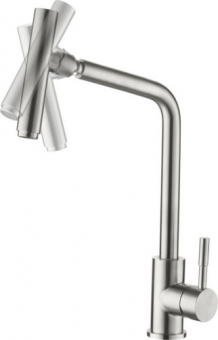 смеситель кухня LEDEME картридж 35мм, вращающ.насадка, нерж.сталь L4998-5