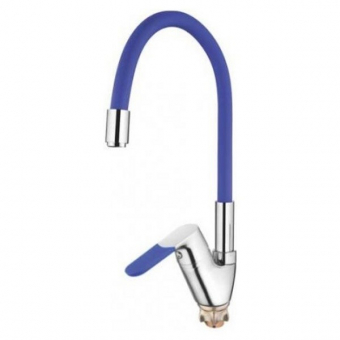 смеситель кухня LEDEME картридж д.35мм, гибкий шланг, боковой, синий, L4153-6