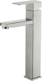 смеситель умывальник LEDEME высокий излив с гайкой, нерж., L71133