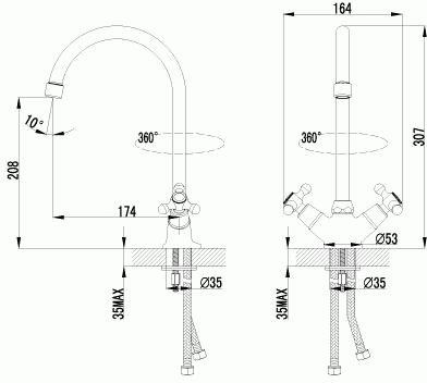 смеситель кухня LEMARK Plus Harmony поворотный излив 307мм LM1405C