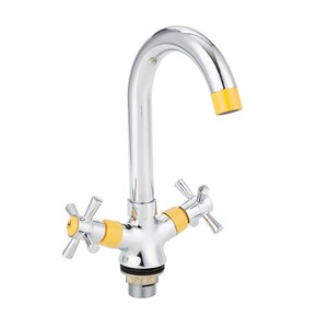 2513  VIKO кухня крест, цинк, низкий R-излив (вставки желтые)