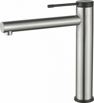 смеситель умывальник LEDEME высокий, с гайкой картридж д.35мм сатин+черн. L1147A