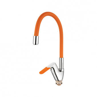 смеситель кухня LEDEME картридж д.35мм, гибкий шланг, боковой, оранжевый, L4153-7