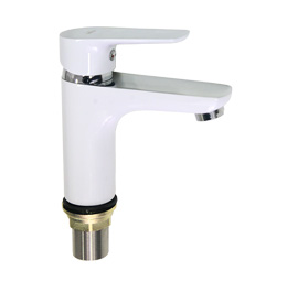 4141  VIKO тюльпан с гайкой ф35, цинк,  излив 11см, Chrome+White/глянец