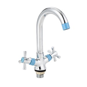 2533  VIKO кухня крест, цинк, низкий R-излив(вставки синие)