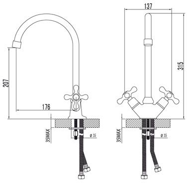 смеситель кухня LEMARK Standard поворотный излив 315мм LM2105С
