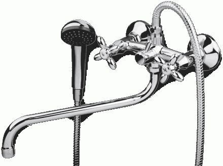 смеситель ванна Expromt пласт.ручка Крест/Cross 3/8" керамика, перек.душа картридж Ex211.1-01 латунь