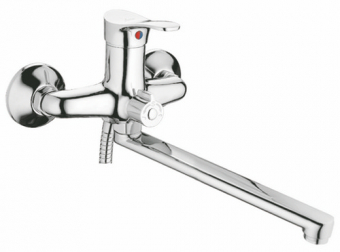 смеситель ванна LEDEME картридж д.35мм длинный излив 30 см дивертор в корпусе, цинк L2214-B