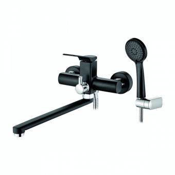 смеситель ванна LEDEME длинный поворотный излив 35см. черный , L2275B