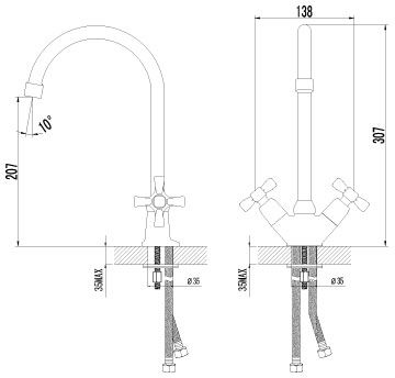 смеситель кухня LEMARK Benefit поворотный излив 315мм LM2505C
