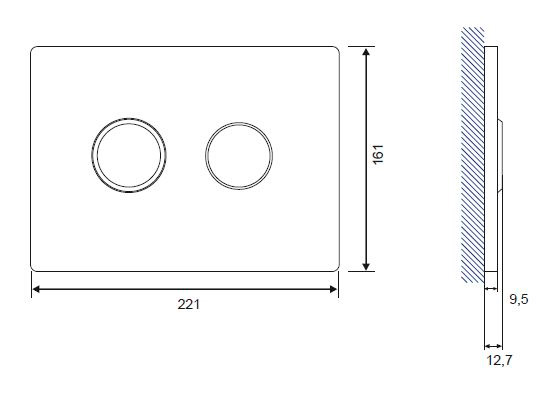 кнопка управления системой инсталляции ACCENTO для AQUA 50 пневматическая хром глянц. Cersanit