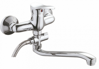 смеситель ванна LEDEME картридж д.35мм, длинный излив, цинк L2114-В